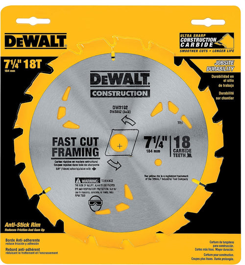 Dewalt DW3192 Series 20 Construction 7-1/4" 18T Blade