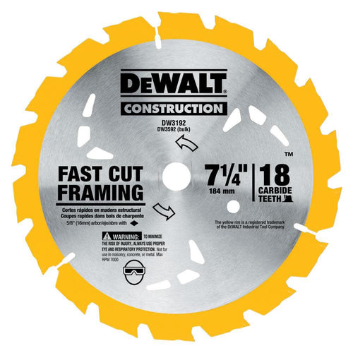 Dewalt DW3192 Series 20 Construction 7-1/4" 18T Blade - MPR Tools & Equipment