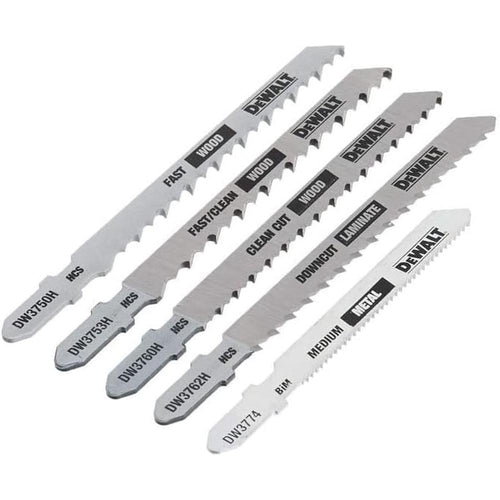 Dewalt DW3795H 5 PC. T-SHANK JIG SAW BLADE ASSORTMENT (HCS/HSS)