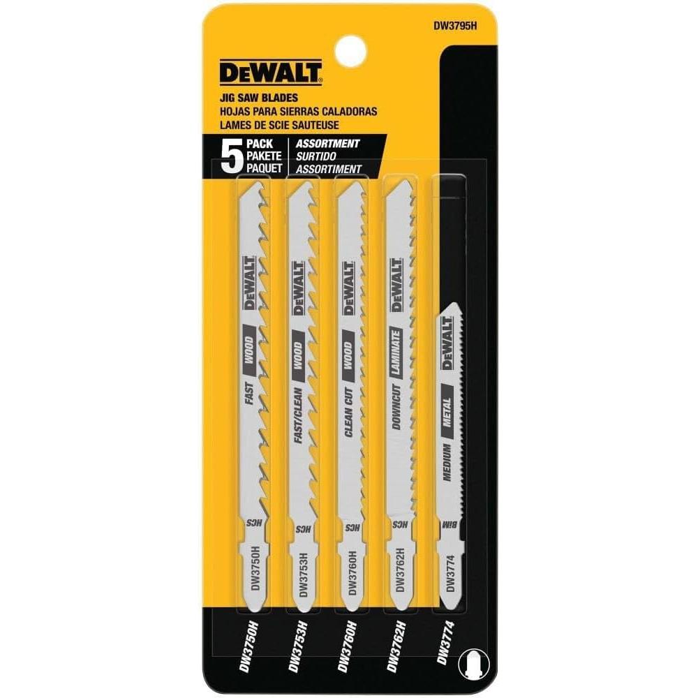 Dewalt DW3795H 5 PC. T-SHANK JIG SAW BLADE ASSORTMENT (HCS/HSS)