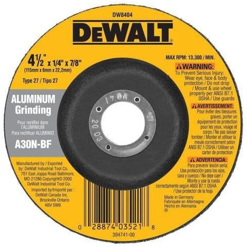 Dewalt DW8405 4-1/2"X1/4"X5/8"-11 ALUMINUM GRINDING WH