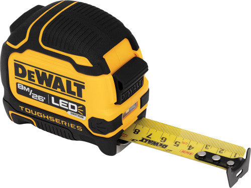 Dewalt DWHT35268S Toughseries Led Light Measuring Tape, 26 Ft./8M, Rechargeable Li-Ion Battery, Auto-Shut-Off, Double-Sided Print - MPR Tools & Equipment