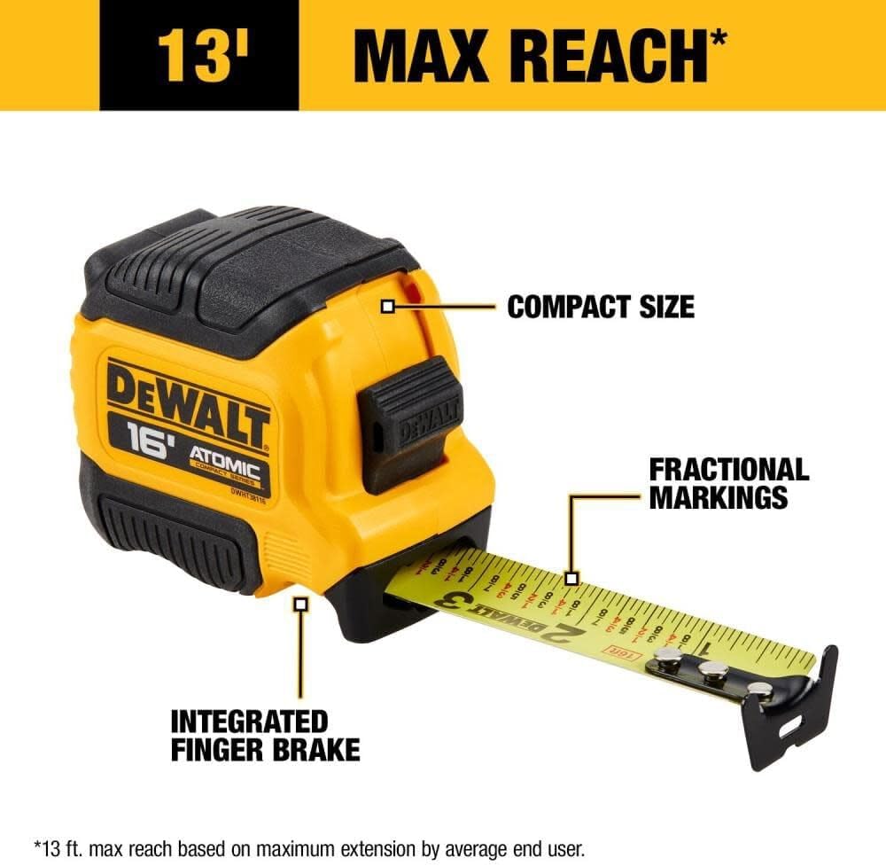 Dewalt DWHT38116S ATOMIC COMPACT SERIES 16ft Tape Measure