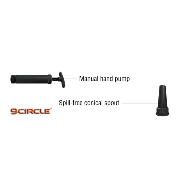 9 Circle 65860 manual hand pump and spill-free conical pour spout components