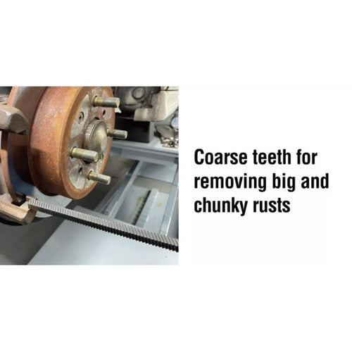 9 Circle brake caliper file coarse teeth removing chunky rust from brake drum