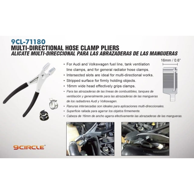 9 Circle 71180 Pince multidirectionnelle pour colliers de serrage