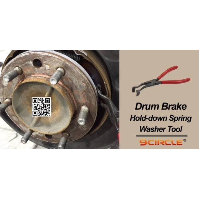 9 Circle 30581 Drum Brake Hold-Down Spring Washer Tool Shown with Drum Brake Assembly