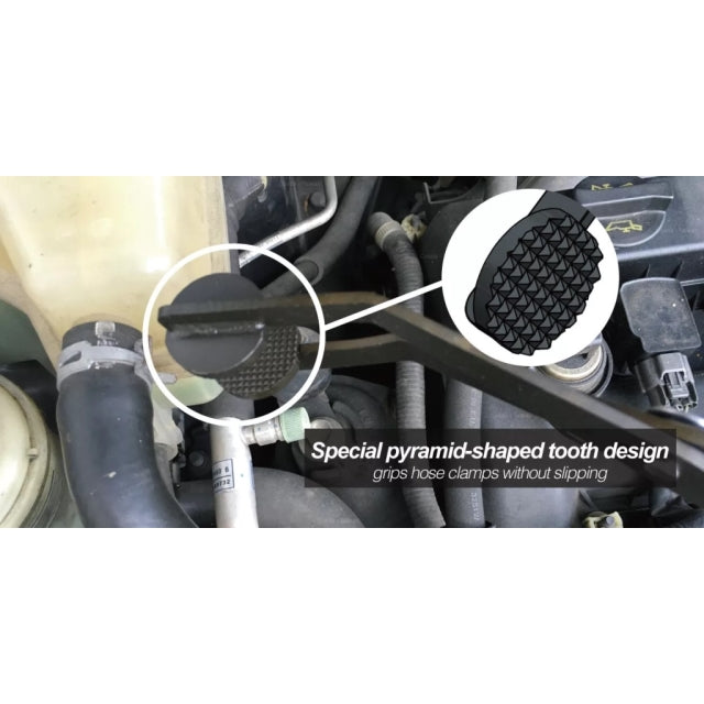 9 Circle 9CL-41172 pyramid-shaped tooth jaw design closeup for slip-free hose clamp grip
