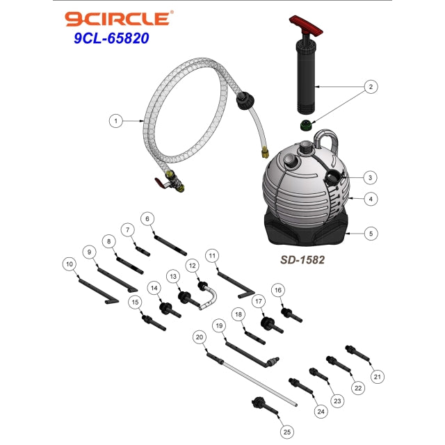 9 Circle 65820 ATF Refill Tank with 20 Adapter Set, 6L Manual