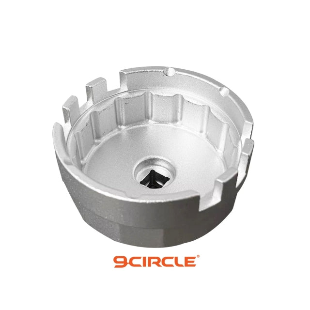9 Circle 9CL-61640 Oil Filter Wrench - bottom view showing 14 flutes and 3/8" drive