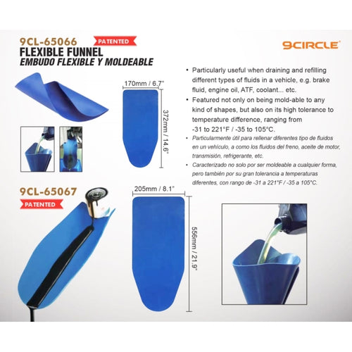 9 Circle 65067 Flexible Funnel Specifications and Dimensions Infographic