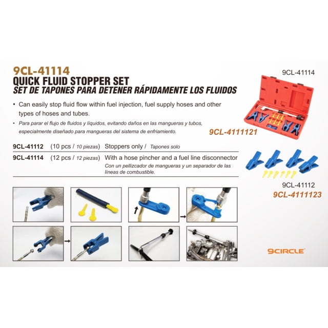 9 Circle Quick Fluid Stopper Set product lineup featuring 9CL-41112 and related models