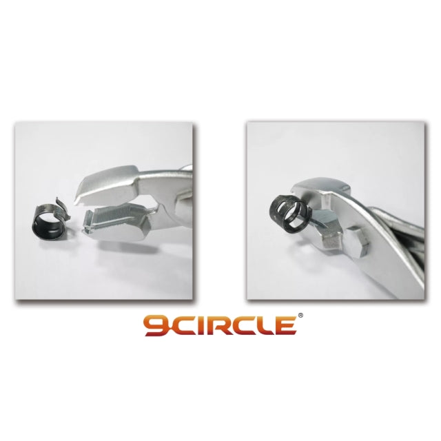 9 Circle 71180 Hose Clamp Pliers head detail showing intersected slots and serrated gripping surface