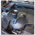 9 Circle oil funnel installed on Mercedes-Benz 6-cylinder engine with blue adapter