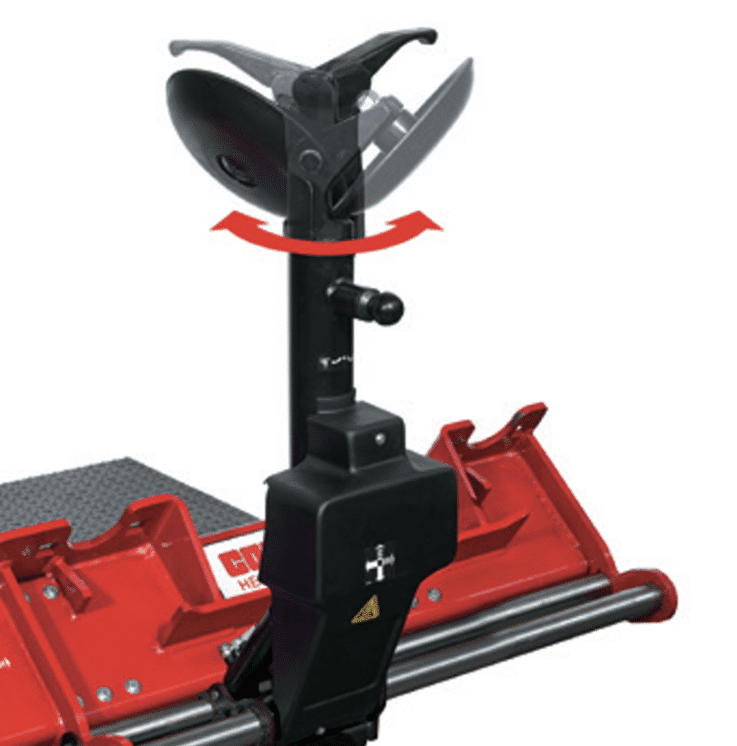 Coats CHD-9551 double tool head detail with rotation range indicator