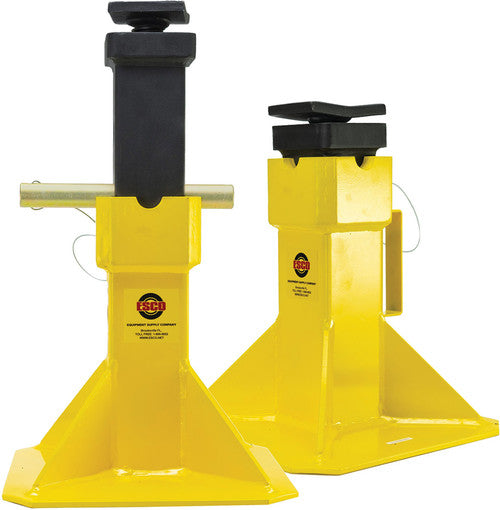 Esco 10456 22 Ton Jack Stands with 2" Adjustable Screw Top Saddle (Pair), 3-Position Height: 15.5"/17.5"/20.5" - MPR Tools & Equipment