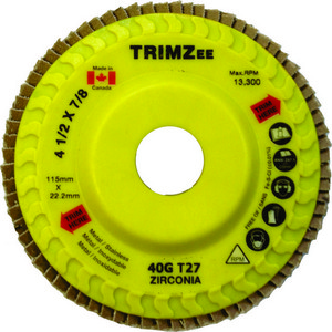 Extreme Abrasives RD39722 Flap Disc 4-1/2"X7/8" Compact Z3 Trimmable 40 Grit - MPR Tools & Equipment