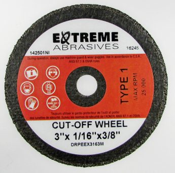 Extreme Abrasives RD59105-50 (50)Small Dia.Cut-Off Wheel 3X1/16X3/8" T1 A36-R-Bf - MPR Tools & Equipment