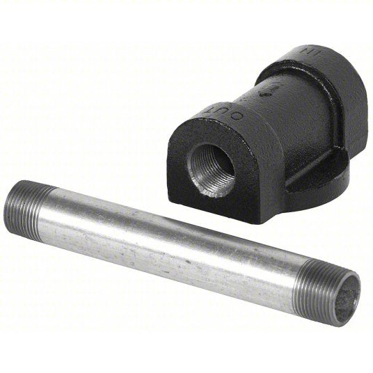 Fill-Rite 1200KTG9075 ¾" NPT Cast Iron Filter Head Kit. Nose Thread (The Threads Where The Filter Spins Onto The Filter Head) Is 1" - 12 UNF. Includes A ¾" X 7" NPT Pipe Nipple. Use With Filters F1810PM0, F1810PM1, And F1810HM0 - MPR Tools & Equipment