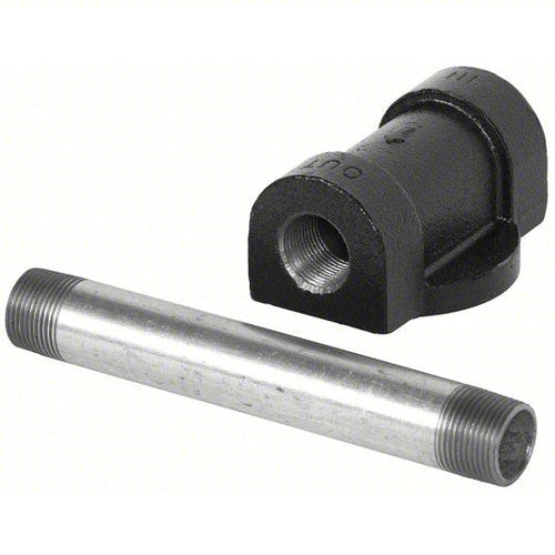 Fill-Rite 1200KTG9075 ¾" NPT Cast Iron Filter Head Kit. Nose Thread (The Threads Where The Filter Spins Onto The Filter Head) Is 1" - 12 UNF. Includes A ¾" X 7" NPT Pipe Nipple. Use With Filters F1810PM0, F1810PM1, And F1810HM0 - MPR Tools & Equipment