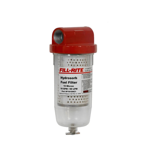 Fill-Rite F1810HC1 10 Micron Hydrosorb® Filter, 1" - 12 UNF, 18 GPM, Clear Bowl - MPR Tools & Equipment