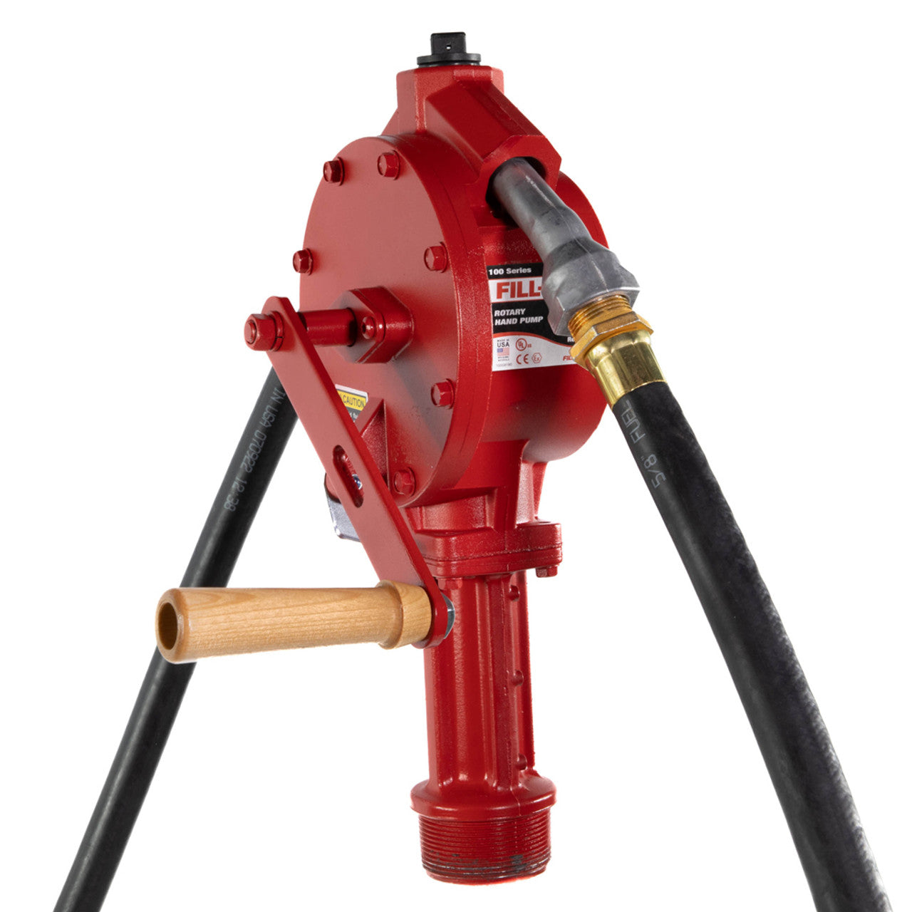 Fill-Rite FR112 10 GPM, Rotary Hand Pump, 3/4" X 8' Hose, Nozzle Spout, Telescoping Steel Suction Tube (20" X 341/2"), Vacuum Breaker - MPR Tools & Equipment