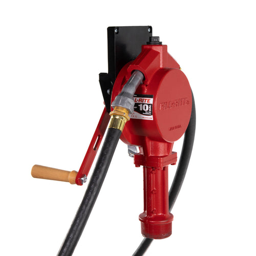 Fill-Rite FR112C 10 GPM, Rotary Hand Pump, 3/4" X 8' Hose, Nozzle Spout, 100ACC111 Gallon Counter, Telescoping Steel Suction Tube (20" X 341/2"), Vacuum Breaker. - MPR Tools & Equipment