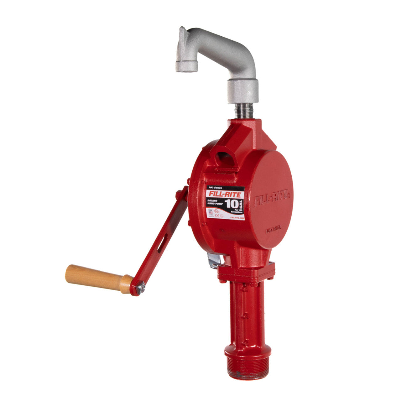 Fill-Rite FR113 10 GPM, Rotary Hand Pump, Pail Spout, Telescoping Steel Suction Tube (20" X 341/2"), Vacuum Breaker. - MPR Tools & Equipment