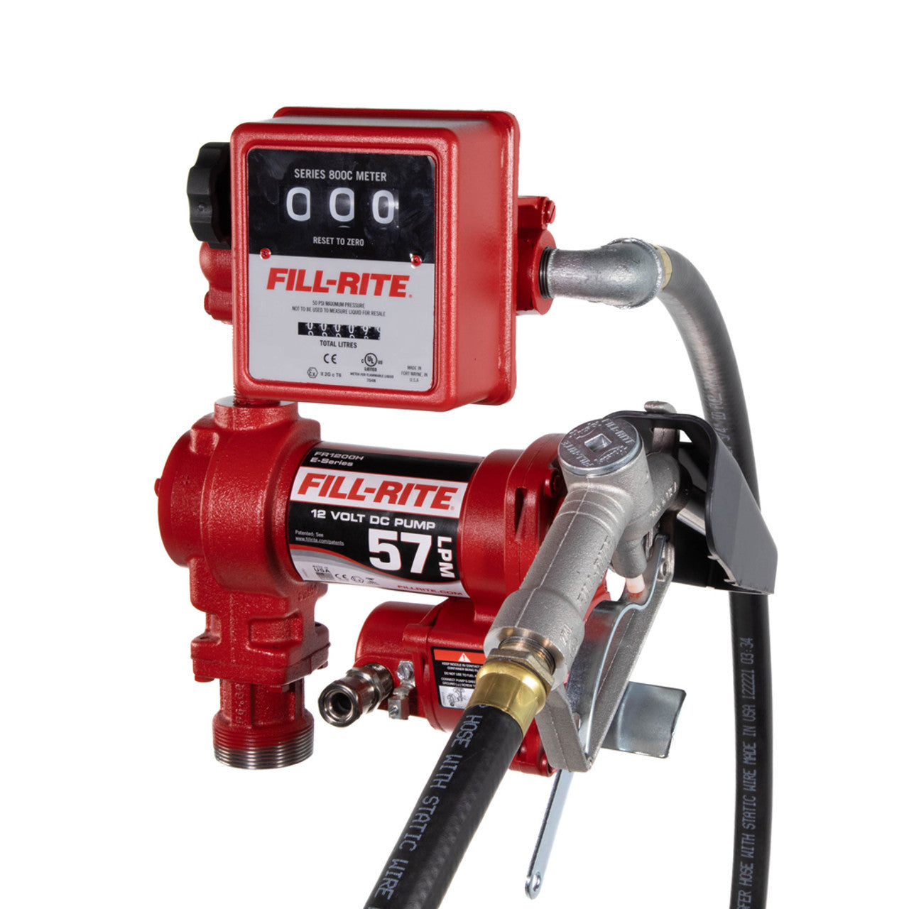 Fill-Rite FR1211HEL 57 LPM, 12V DC Pump, 3/4" X 3.6 M Hose, 3/4" Manual Nozzle, 1.5 Meter Ground Wire With Clip, 5.5 M 3 - MPR Tools & Equipment