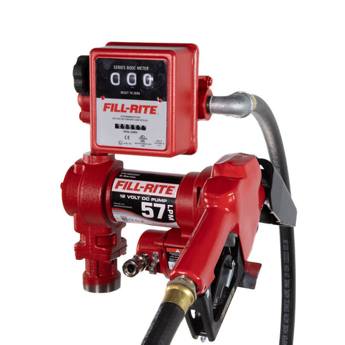 Fill-Rite FR1211HELA 57 LPM, 12V DC Pump, 3/4" X 3.6 M Hose, 3/4" Automatic Nozzle (Unleaded Spout And Red Cover), 1.5 Me - MPR Tools & Equipment