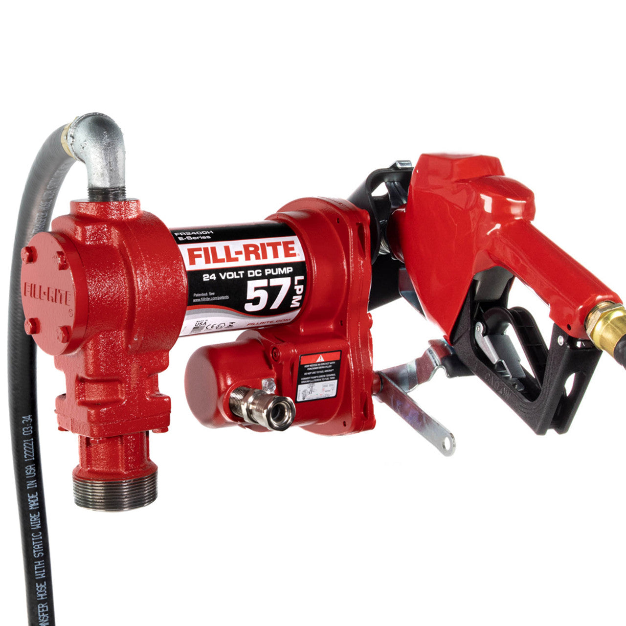 Fill-Rite FR2410HEA 57 LPM, 24V DC Pump, 3/4" X 3.6 M Hose, 3/4" Automatic Nozzle (Unleaded Spout And Red Cover), 1.5 Me - MPR Tools & Equipment