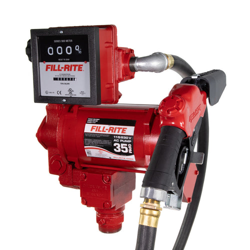 Fill-Rite FR311VB 27 GPM, 115/230V AC 50/60 Hz Super High Flow Pump, 1" X 18' Hose, 1" Ultra High Flow Automatic Nozzle (Truck Stop Spout And Red Cover), 901C Gallon Meter, DIESEL ONLY. - MPR Tools & Equipment