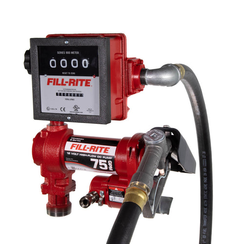 Fill-Rite FR4211HEL 76 LPM, 12V DC High Flow Pump, 1" X 3.6 M Hose, 1" Manual Nozzle, 1.5 Meter Ground Wire With Clip, 5 - MPR Tools & Equipment