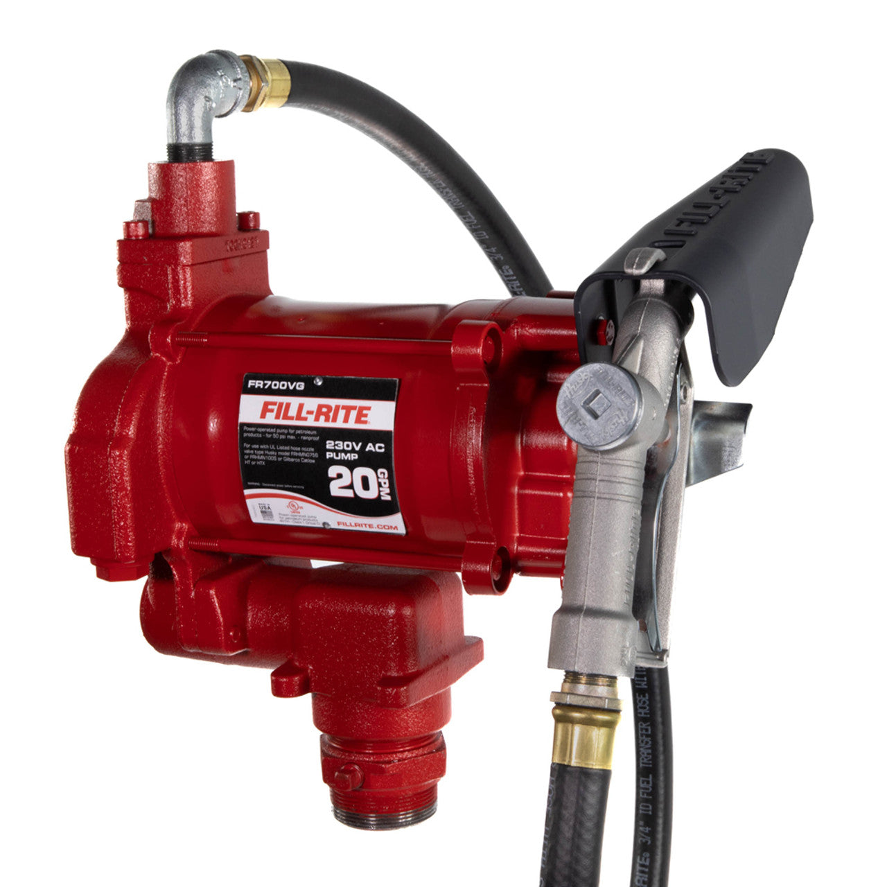 Fill-Rite FR700VG 18 GPM, 220V AC 50/60 Hz Pump, 3/4" X 12' Hose, 3/4" Manual Nozzle. - MPR Tools & Equipment