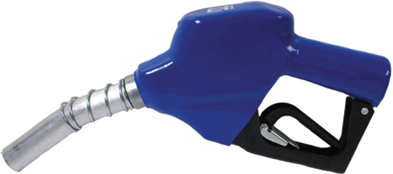 Fill-Rite FRNS075A 3/4" DEF Stainless Steel Automatic Nozzle. DEF Spout, Blue Cover, Hook and BSPP Threads. - MPR Tools & Equipment