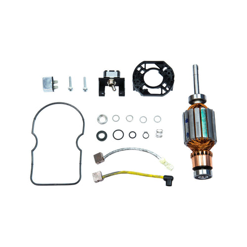 Fill-Rite KIT120ARM Motor Kit for 1200 Series Pumps. Contains Armature, Line Switch, Switch Plate Gasket, Thermal Protector, Positve Brush Assembly, Negative Brush Assembly, Brush Holder Assembly, and Motor Shaft Seal (for the Pump Side). - MPR Tools & Equipment