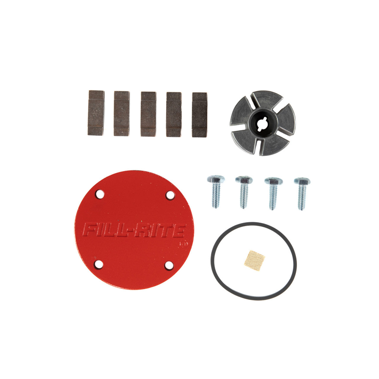 Fill-Rite KIT120RGG Rotor Group Kit for 1200G, 2400G, 4200G, 4400G, SD1200G, 600G, and SD600G Series Pumps. Contains Rotor Cover, Rotor Cover Gasket, Rotor Cover Bolts (4), Rotor, Rotor Key, and Bronze Vanes (5). - MPR Tools & Equipment