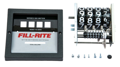 Fill-Rite KIT900GR Gallon Register and Faceplate Kit for 900 Series Meters. Contains Gallon Register, Gallon Faceplate, Pinon Bevel Gear, Bezel, Register Screws (2), Faceplate Screws (2) and Bezel Screws (2). - MPR Tools & Equipment