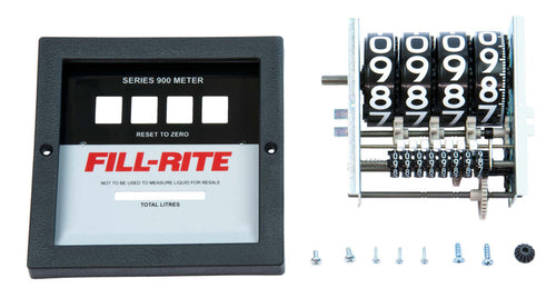 Fill-Rite KIT900LR Liter Register and Faceplate Kit for 900 Series Meters. Contains Liter Register, Liter Faceplate, Pinon Bevel Gear, Bezel, Register Screws (2), Faceplate Screws (2) and Bezel Screws (2). - MPR Tools & Equipment