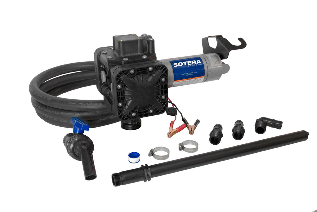 Fill-Rite SS420B 12V DC Double Diaphragm Pump W/ Santoprene Diaphragms; 20' Battery Cable With Clips And 30 Amp Fuse; - MPR Tools & Equipment