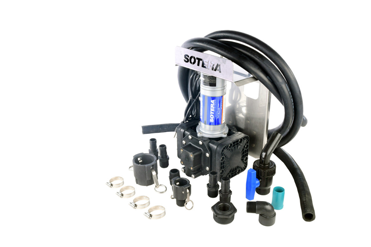 Fill-Rite SS470B 115V AC Double Diaphragm Pump W/ Santoprene Diaphragms; IBC Tote Mounting Bracket; 20' Battery Cable - MPR Tools & Equipment