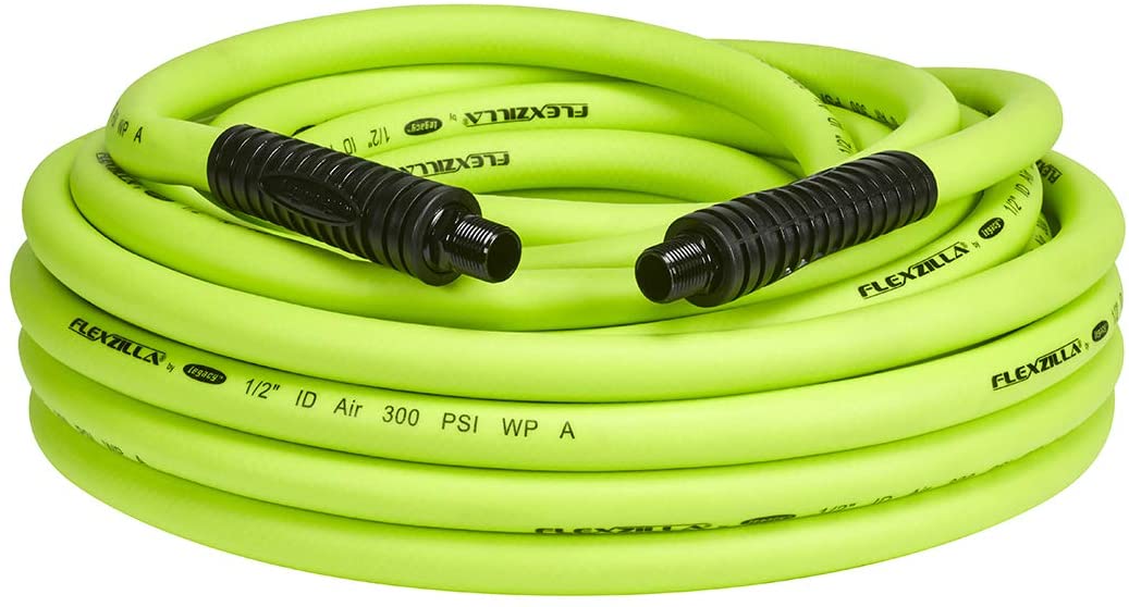 Flexzilla Air Hose. 1/2 in. x 50 ft. 3/8 in. MNPT Fittings Heavy Duty. Lightweight. Hybrid. ZillaGreen - HFZ1250YW3 - MPR Tools & Equipment