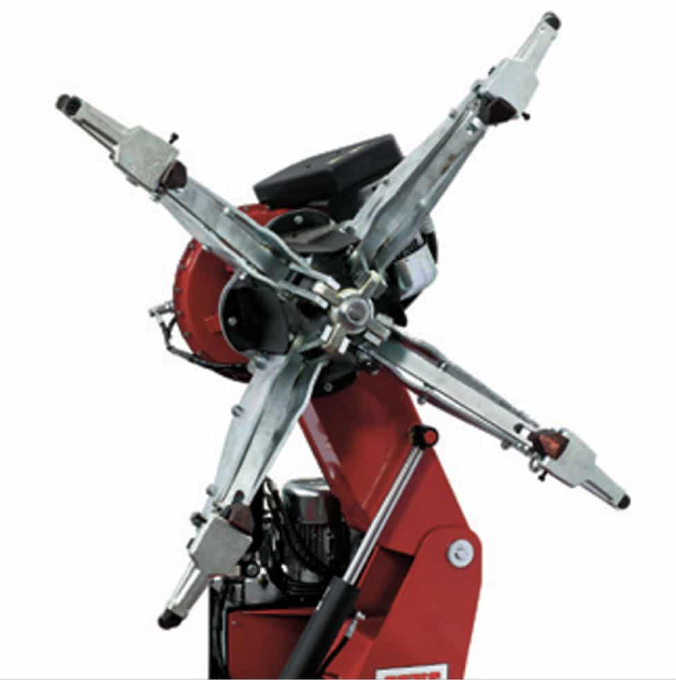 Coats CHD 6330 floating four-jaw chuck arms extended front view
