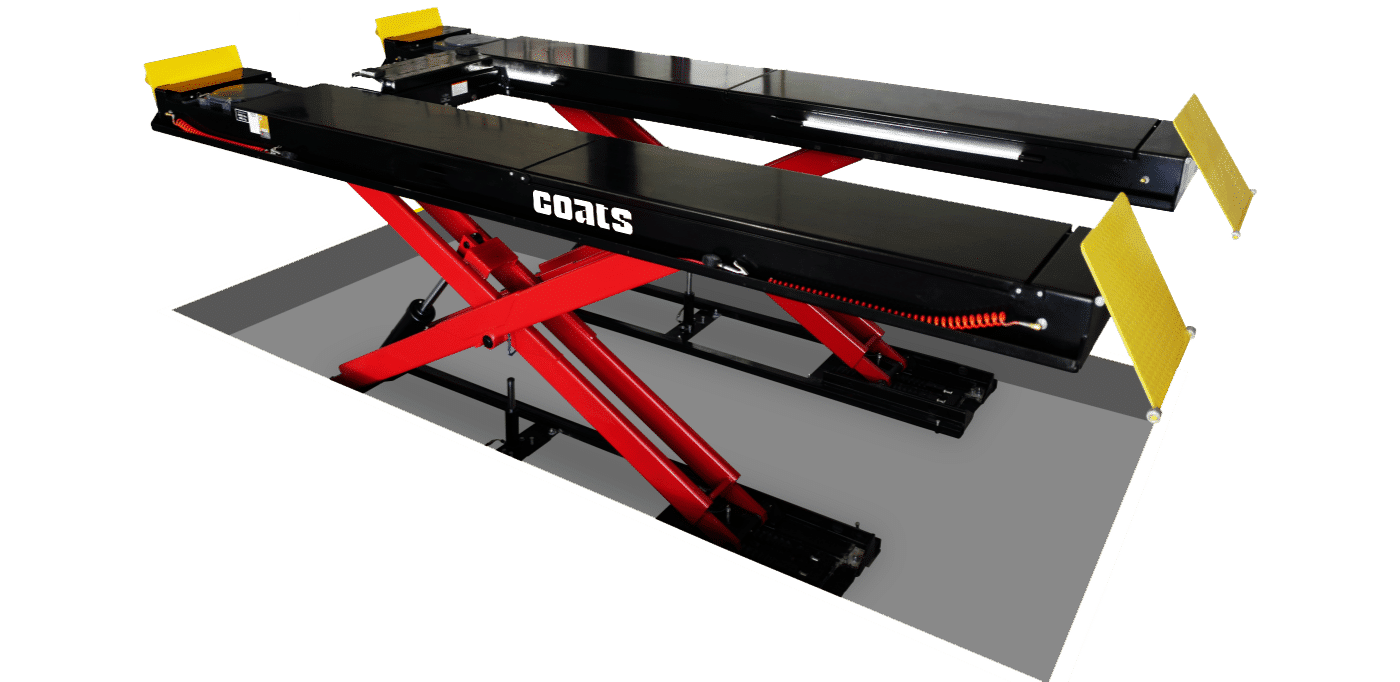 Coats 4TS14OSSR1FM 14K scissor lift flush mount 3D render in black and red