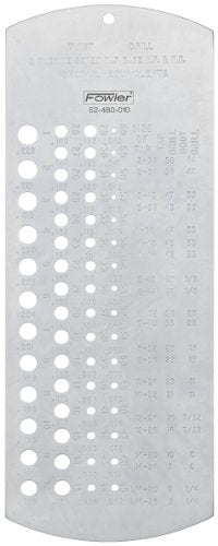 Fowler High Precision 52-480-010 Hardened Steel Drill Gage with Satin Chrome Finish, 1_x0097_#60 Number Drill, 60 Holes - MPR Tools & Equipment