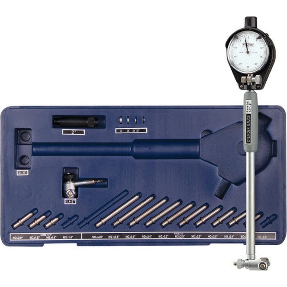 Fowler High Precision 72-646-400-0 Dial Bore Gage Set 1.4-6 inch with case, extensions, and dial indicator