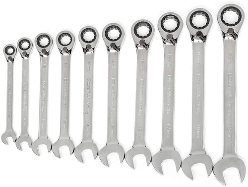 GEARWRENCH 10 Pc. 12 Point Reversible Ratcheting Combination Metric Wrench Set with Tool Roll - 85892 - MPR Tools & Equipment