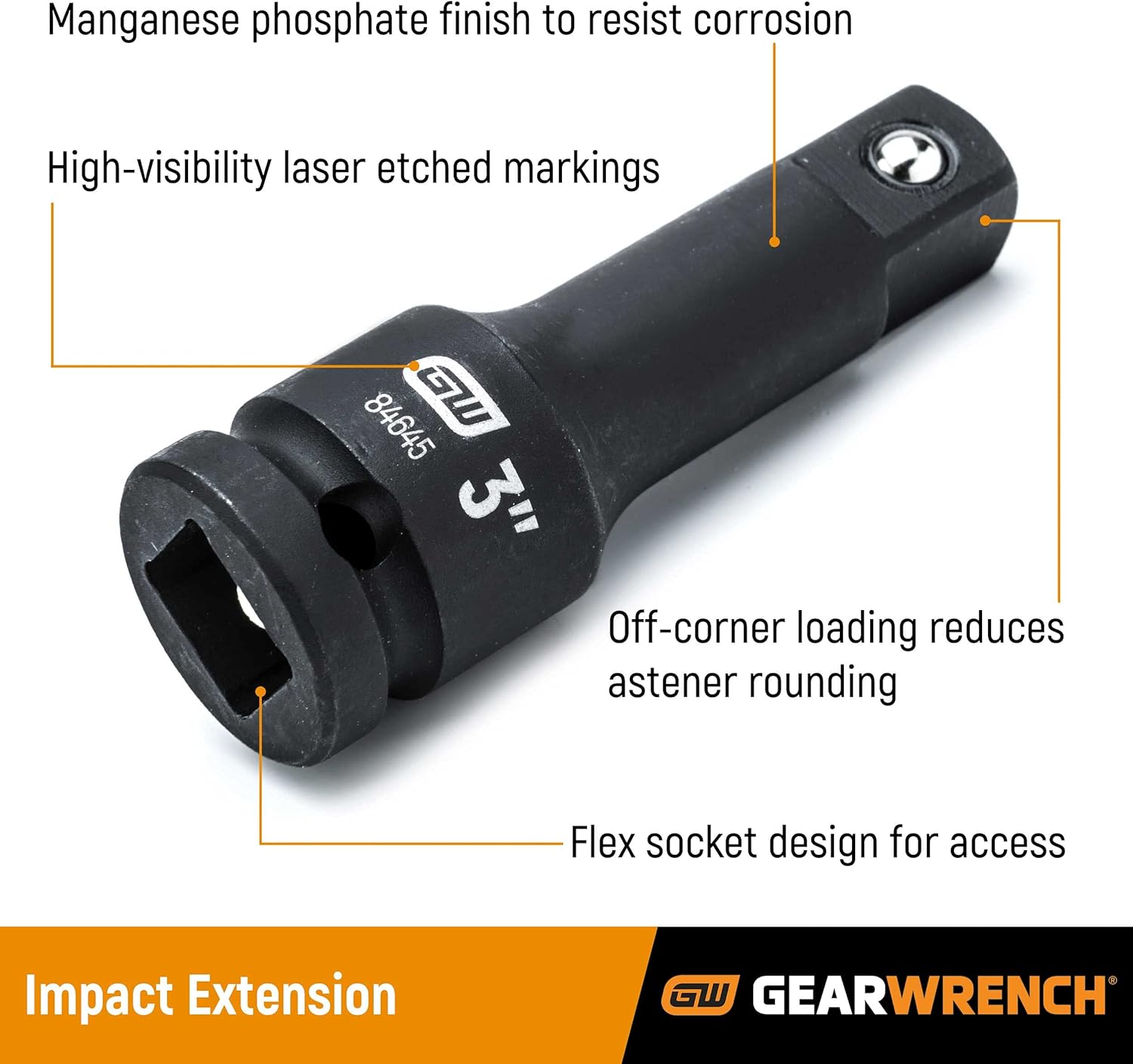 GEARWRENCH 1/2" Drive Impact Extension, 3" - 84645