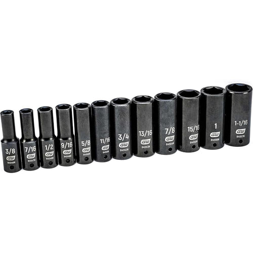 GEARWRENCH 12 Pc. 1/2" Drive 6 Point Deep Impact SAE Socket Set - 84942N