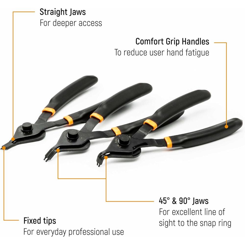 GEARWRENCH 12 Pc. Convertible Snap Ring Plier Set, Fixed Tip - 3495